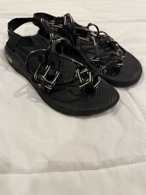 Chaco ZX3 Classic Sandals Women's Size 9 Scatter Black White Strappy Hiking
